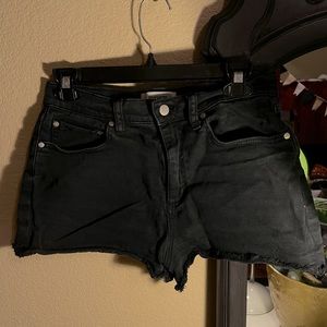 High-Rise Black Denim Shorts